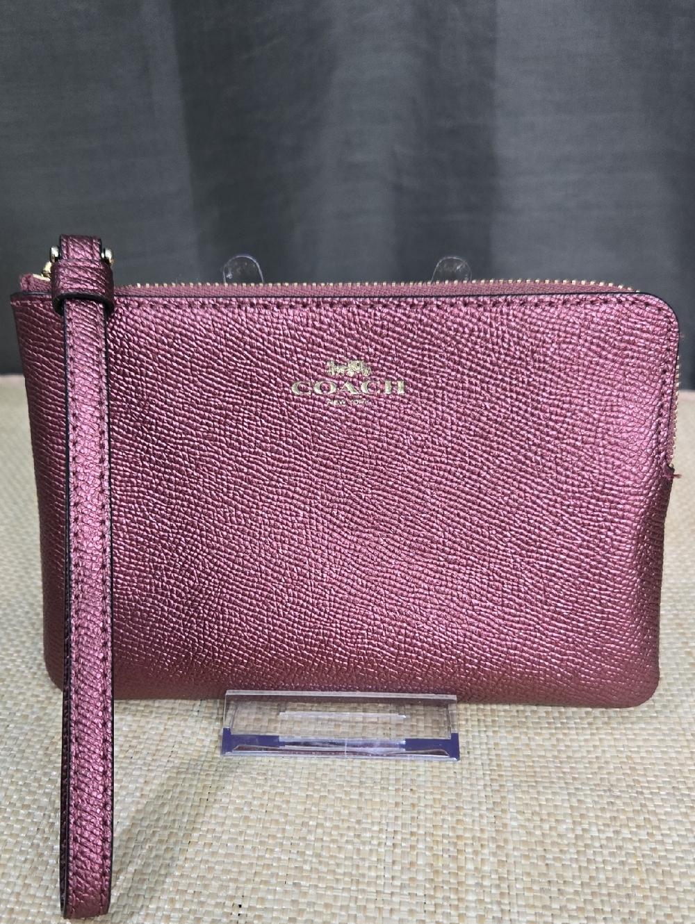 Coach Metallic Rose Wristlet with Gold Logo